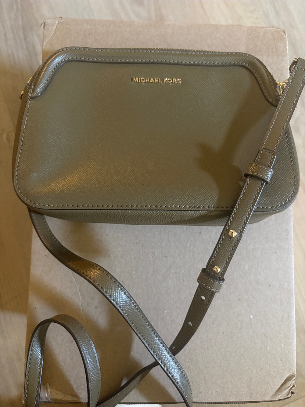 Michael Kors Olive Green Saffiano Crossbody Bag